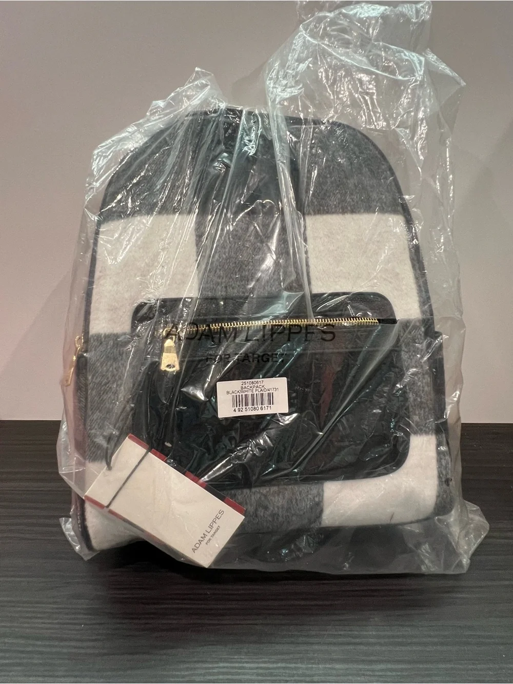 NWT Adam Lippes for Target Black and White Plaid Backpack